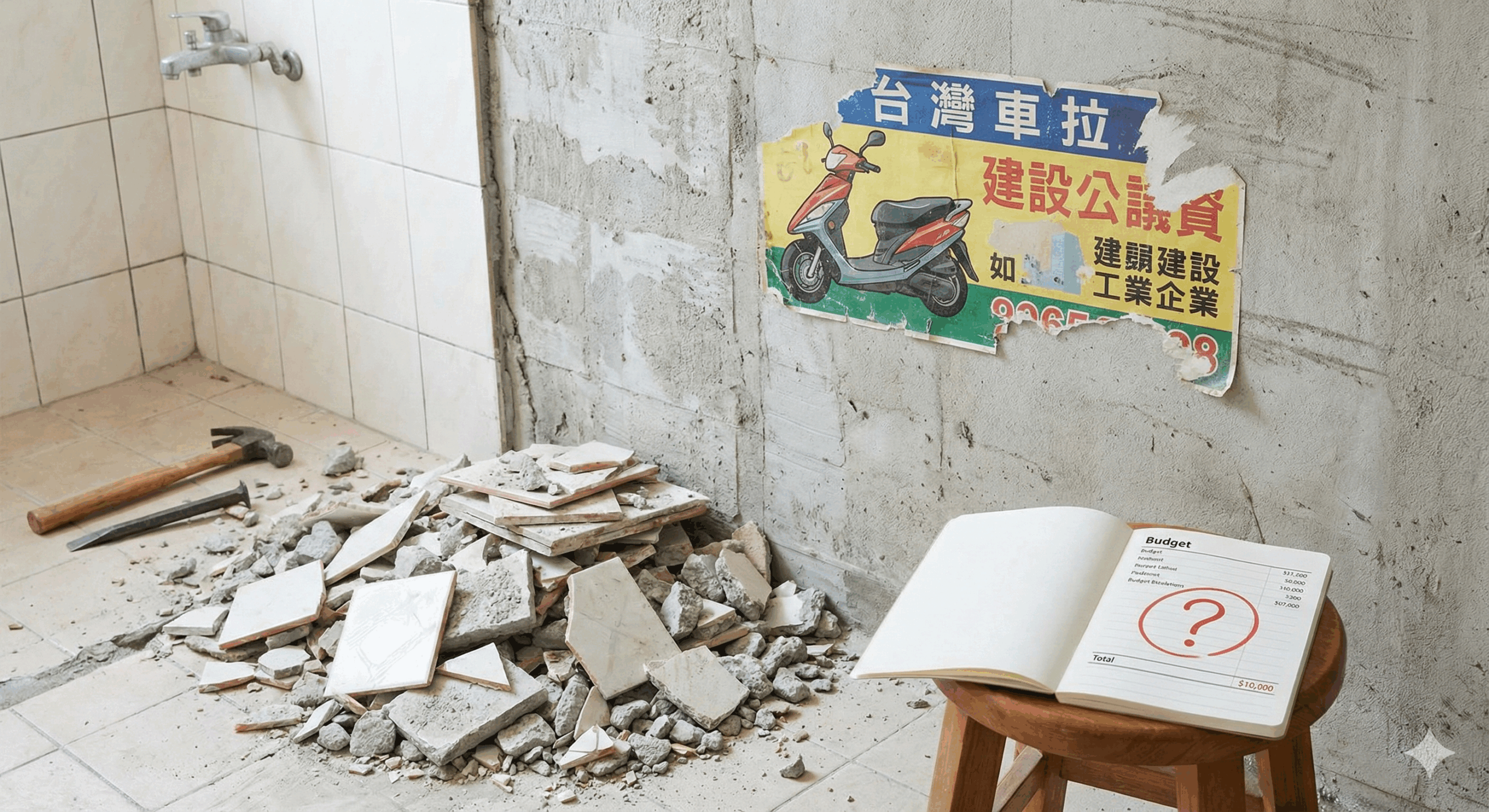 這篇文章探討了浴室裝修中常見的「拆除後惡意追加預算」詐騙手法。透過陳小姐的真實案例，分析黑心業者如何利用低價進場、製造既定事實（拆除浴室），再以各種理由逼迫屋主加價，最後捲款潛逃。文章詳細說明了如何辨識假冒業者、遇到此類糾紛時的正確蒐證步驟（鑑定），以及預防勝於治療的關鍵——採用「住保履約」與「報價核驗」，確保資金安全與施工品質，避免落入求償無門的窘境。